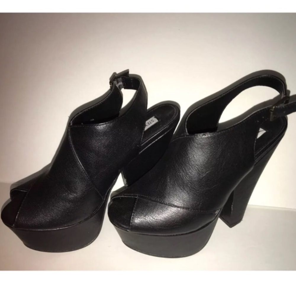 Steve Madden Chunkie Heels HOT BLACK LEATHER